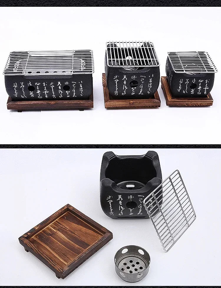 Portable Japanese Charcoal Grill Korean Barbecue grill Aluminium Alloy Alcohol Stove Carbon Cooking Furnace BBQ Tools