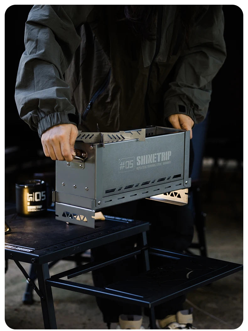 Outdoor Camping Second Burner Stove ShineTrip Thickened Stainless Steel Multifunctional Collapsible Portable IGT Half Unit Grill