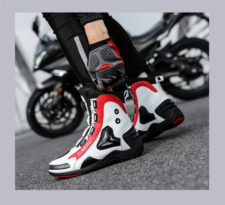 Non-slip  Motorcycle Protective Rubber Soles Boots Casual Motorcycle Boots Men's Leather Boots Motorcycle Riding Shoes