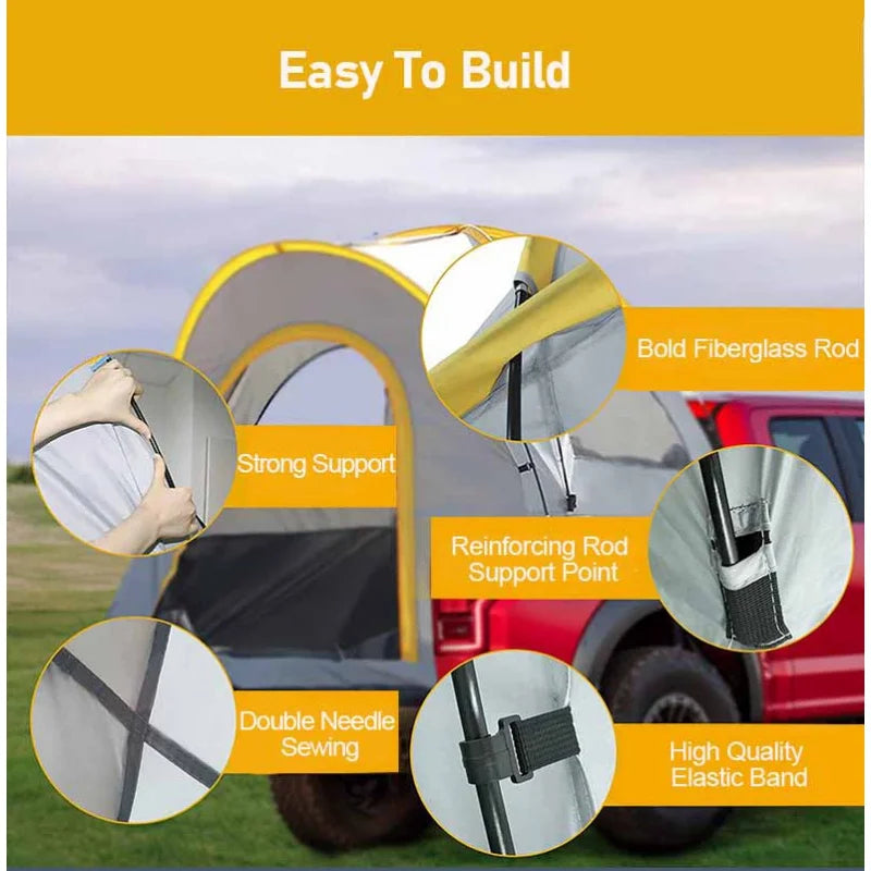 Portable Rainproof Camping Tent, Folding Fishing Tail Tent, Car Pickup Truck Tent