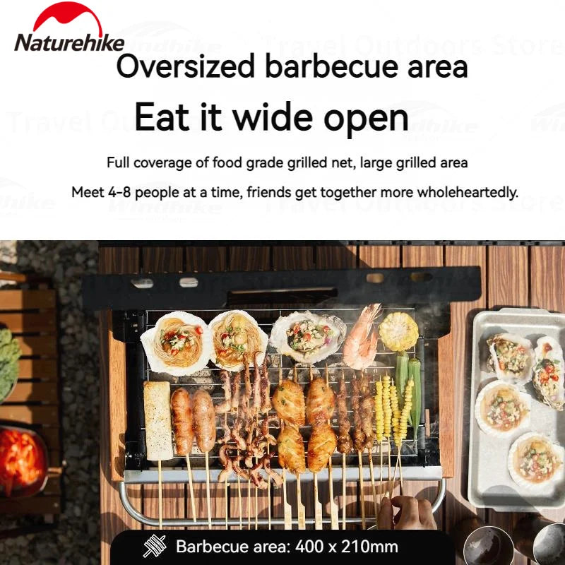 Naturehike Upgrade Barbecue Grill Lightweight Folding Portable Charcoal Burner Camping Outdoor Picnic Tabletop Cooking Stove Box