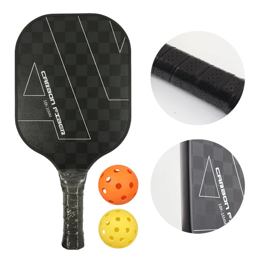 18K Pickleball Paddles With 2 Balls Premium Carbon Fiber Surface For Tennis And Pickleball Sports Equipment
