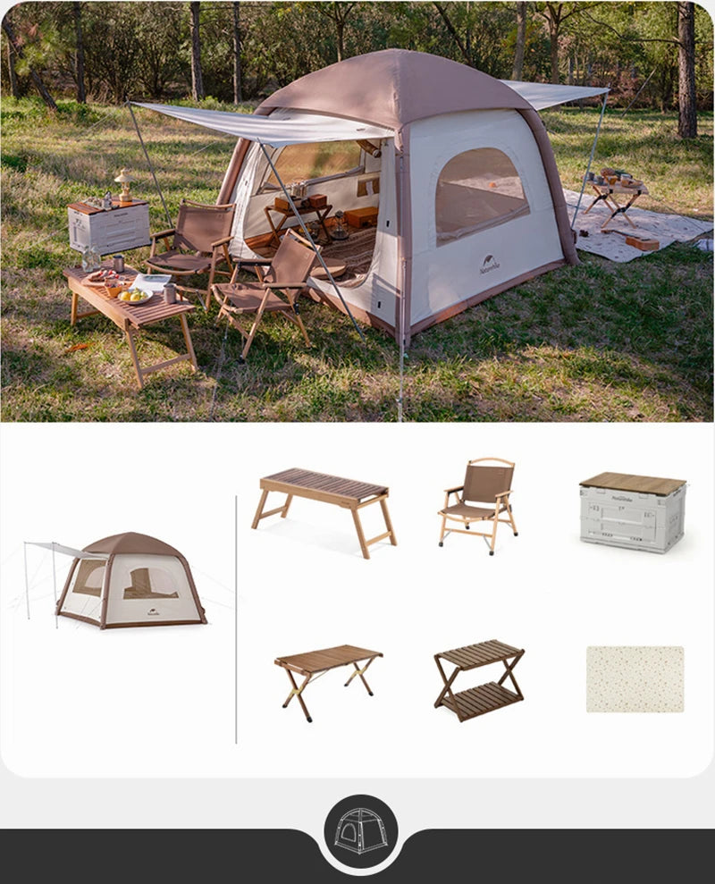 Naturehike Ango Air Outdoor Silver Coated Sunscreen Inflatable Tent Portable Camping Large Space Folding Tent Park Family Tent
