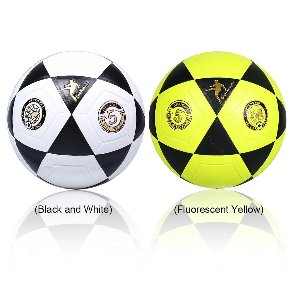 Size 5 Soccer Ball Youth Soccer Ball Machine Stitched School Competition Football Black Triangle Print for Outdoor Sports