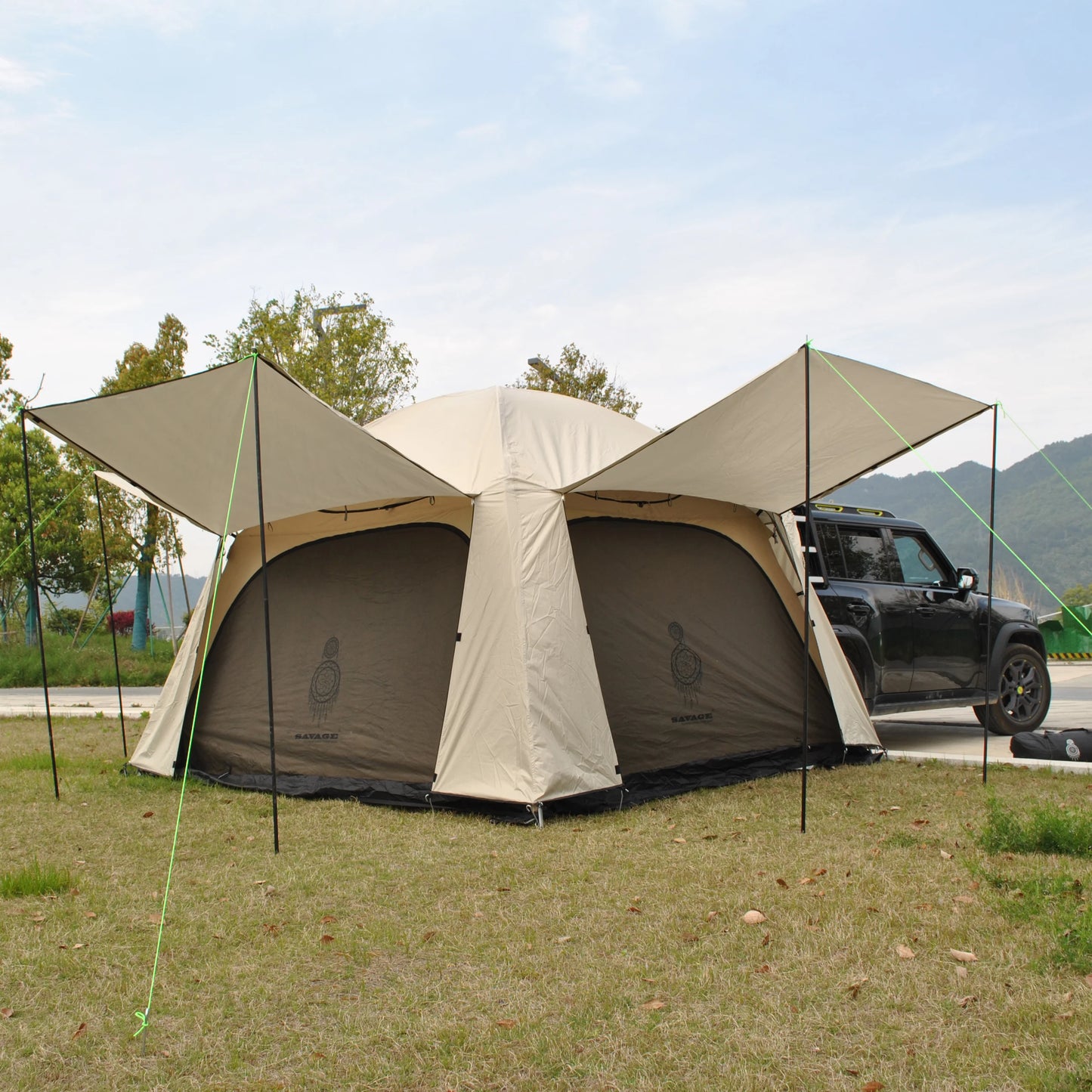 Waterproof Tiple Layers SUV Tent,Outdoor Car Tent - Car Tailgate Tent,4 Person Sleeping Camper Tent, Car Rear Tent with Canopy