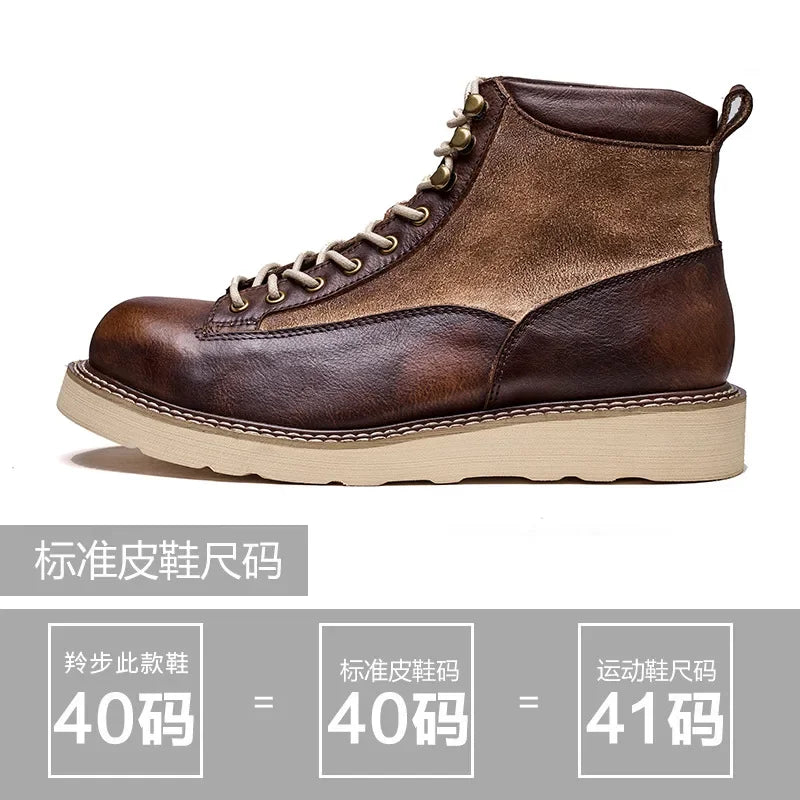 Motorcycle Riding Boots Short Face British High Top Leather Boots Retro Short Boots Velvet Style Casual Workwear Shoes