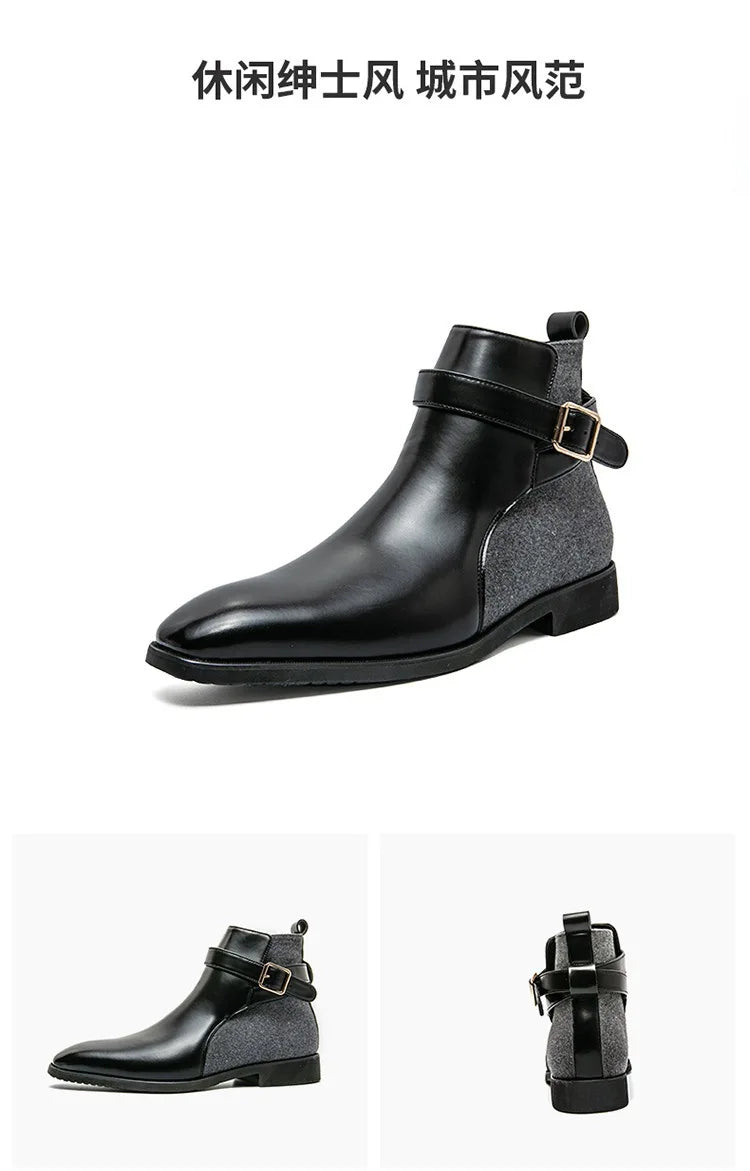 2024 Autumn New Men's Fashion British Style Casual Retro High-top Leather Shoes Men Large Size 39-48