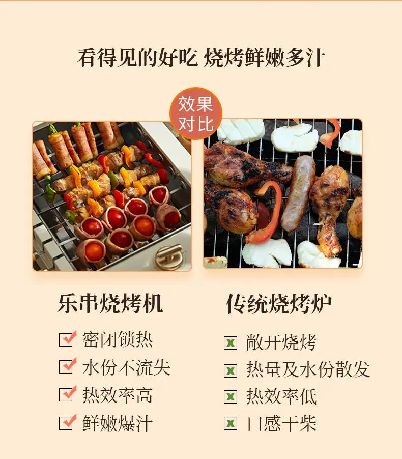 220V Le Kebab Barbecue Machine Smokeless Automatic Rotation Indoor Kebab Multi-function Skim Electric Barbecue Grill Smokeless A