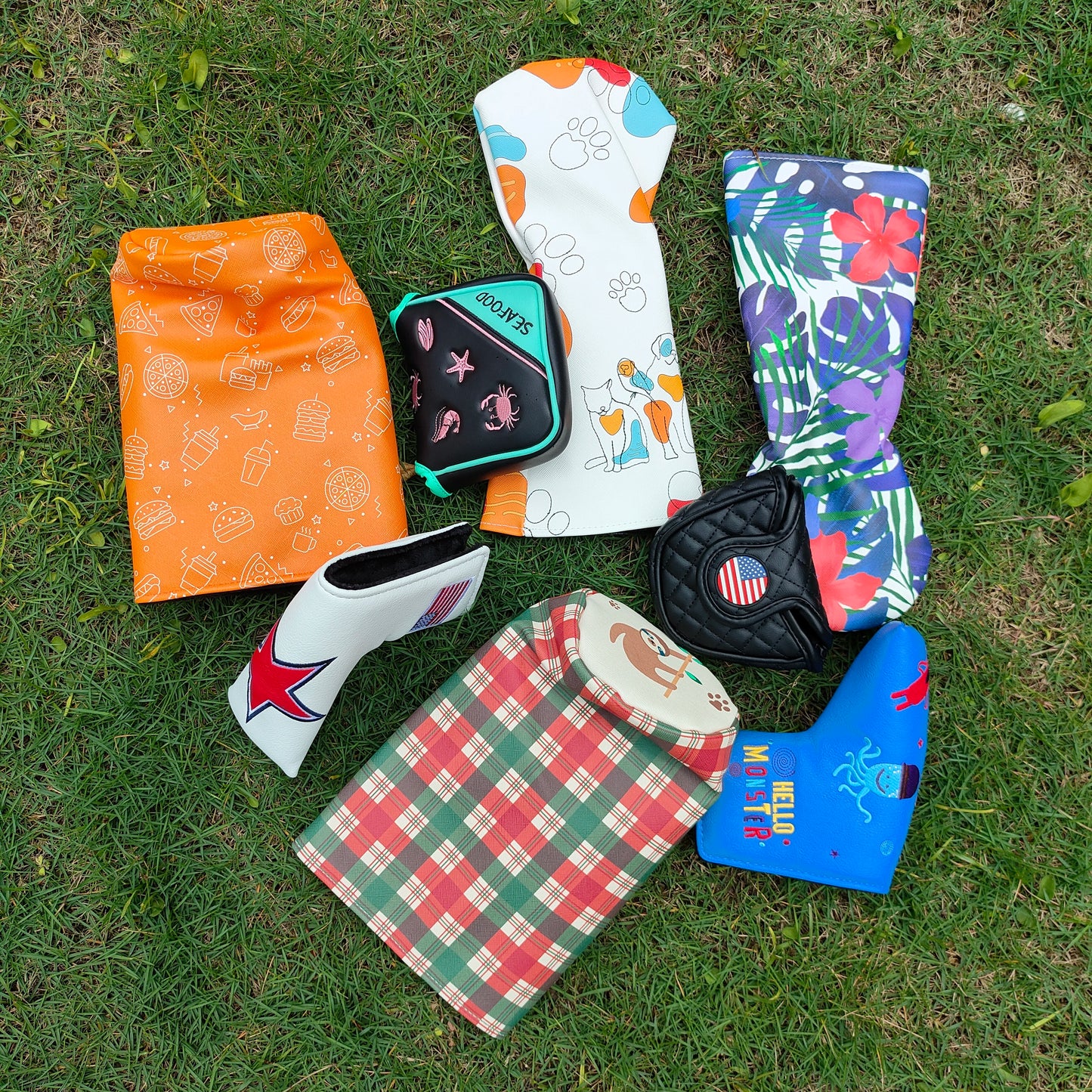 Golf Headcovers 1 Driver Covers Polyester Golf Club Head Cover Waterproof Black Velvet Lining Printing Accessories Soft Durable