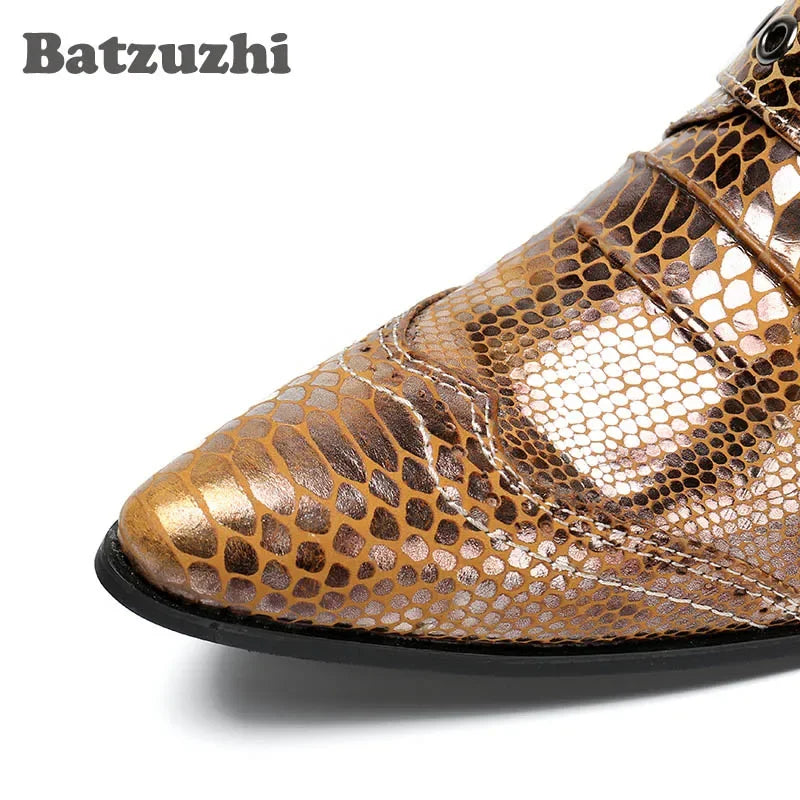 NEW Western Punk Men Boots Ankle Golden Leather Short Boots Rock Winter Autumn Motorcycle Boots Men botas hombre,US6-12