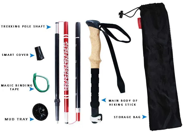 Trekking Poles for Hiking Walking Sticks for Seniors Collapsible and Lightweight, 2pc Set - Hiking Poles for Backpacking Camping