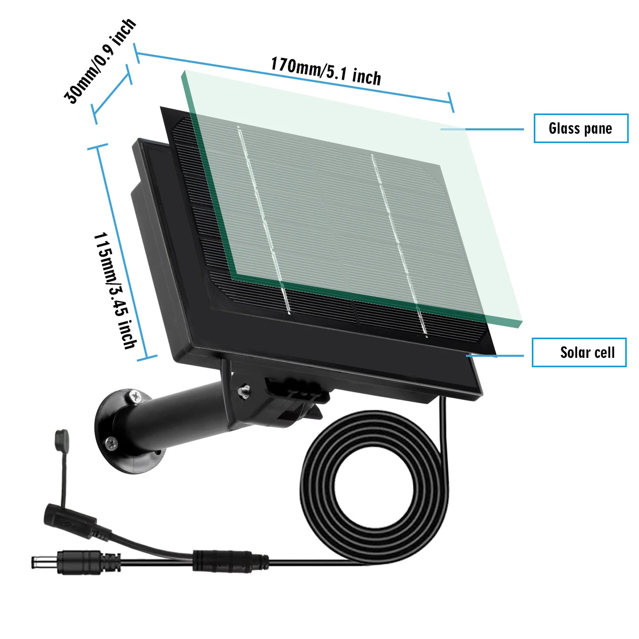 Solar Panel IP66 Waterproof Output 12V Solar Cells Charge Install 18650 Battery Outdoor For Festival Lights, Hunting Cameras