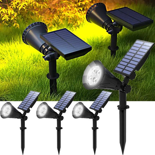 9 LED Solar Lamps Spotlights Outdoor Garden Backyard Waterproof Brightness Adjustable Spot Lights Driveway Lawn Decor Lighting