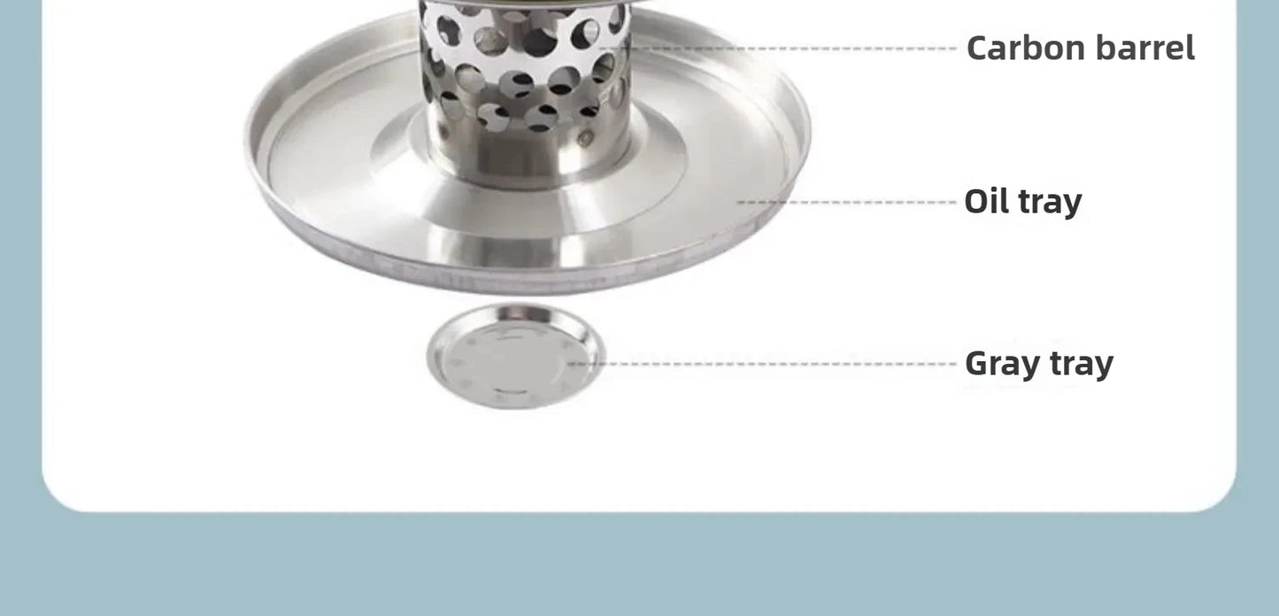 Smokeless Barrel BBQ Grill, Charcoal Rotisserie for Home, Commercial, Outdoor Meat Skewer, Portable Roaster