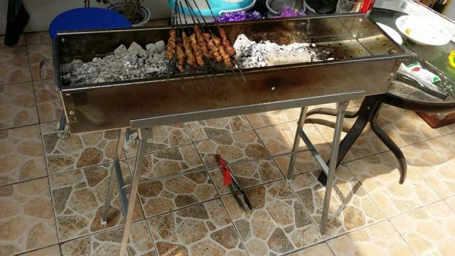 Stainless steel barbecue stove, home charcoal, outdoor large portable, enlarged grill for picnics