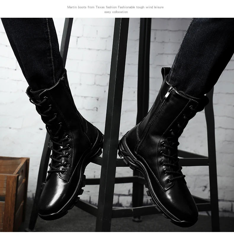 Genuine Leather Ankle Boots Men Outdoor Leather Winter Fur Warm Man Boots Army Hunting Boots for Men Shoes Casual Black Boots