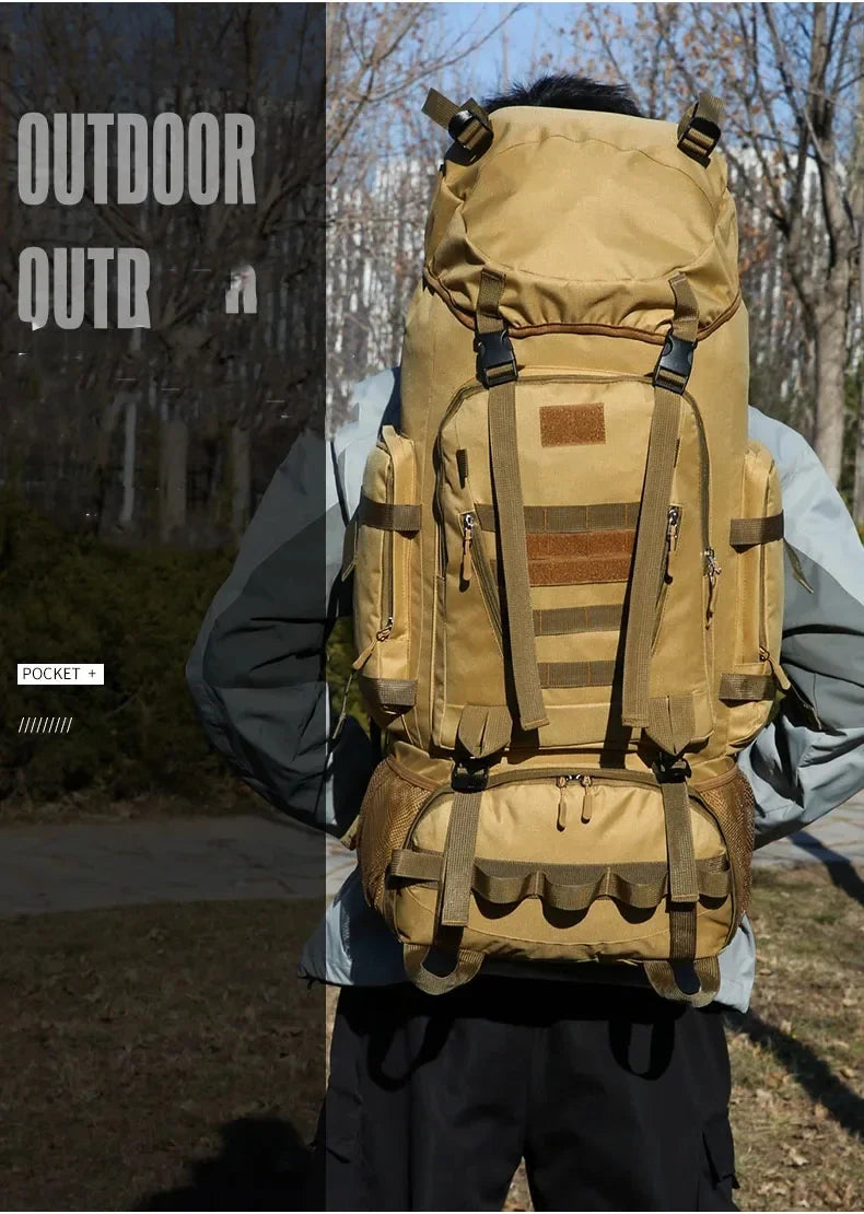 90L Travel Bag Camping Backpack Tactical Hiking Climbing Bags Mountaineering Large Sport Knapsack Outdoor Men Luggage Rucksack