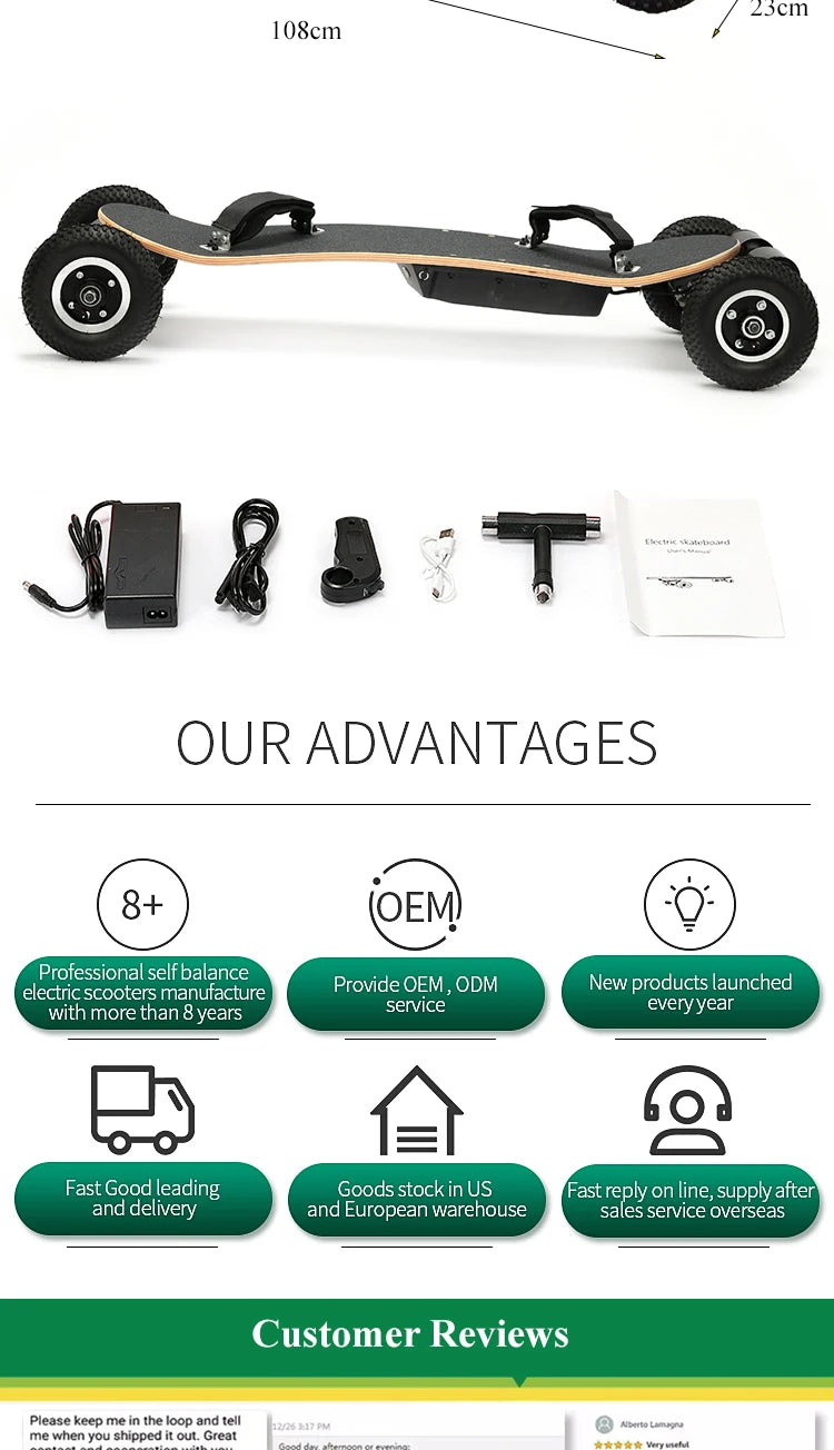 Wholesale remote control complete motorized all terrain electric skateboard