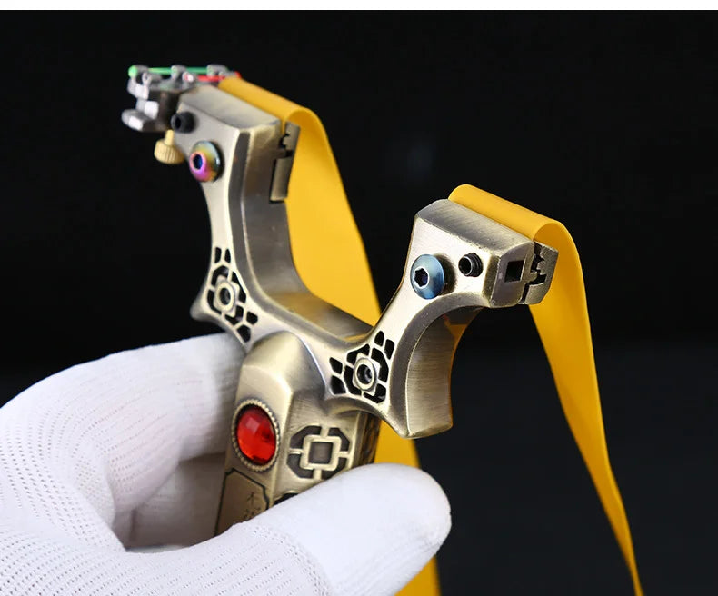 Powerful Alloy Slingshot Outdoor Hunting and Shooting Catapult High Precision Practical Quick Pressure Rubber Band Sligshot