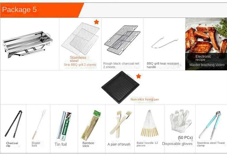 Outdoor Stainless Steel Charcoal Grill Barbecue Tool Portable Free Installation Handle Folding  BBQ Cooking Grid  Park New 2024