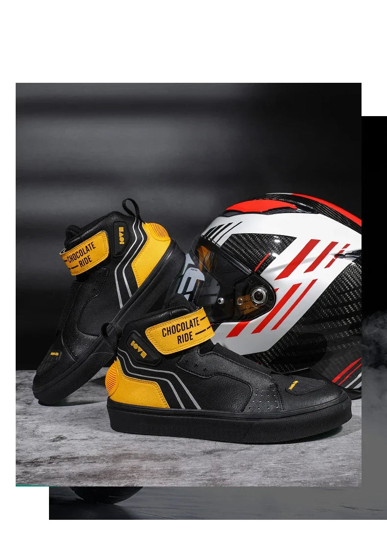Motorcycle Riding Shoes Men Casual Style Anti-slip Moto Equipment Breathable Durable Comfortable Reflective Off-road Motorbike