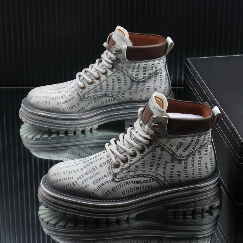 Motorcycle cycling shoes Ankle Boots Casual Sneaker Leather Shoes Loafers  Boots for Men Sports and Wear Round Toe Army Boots