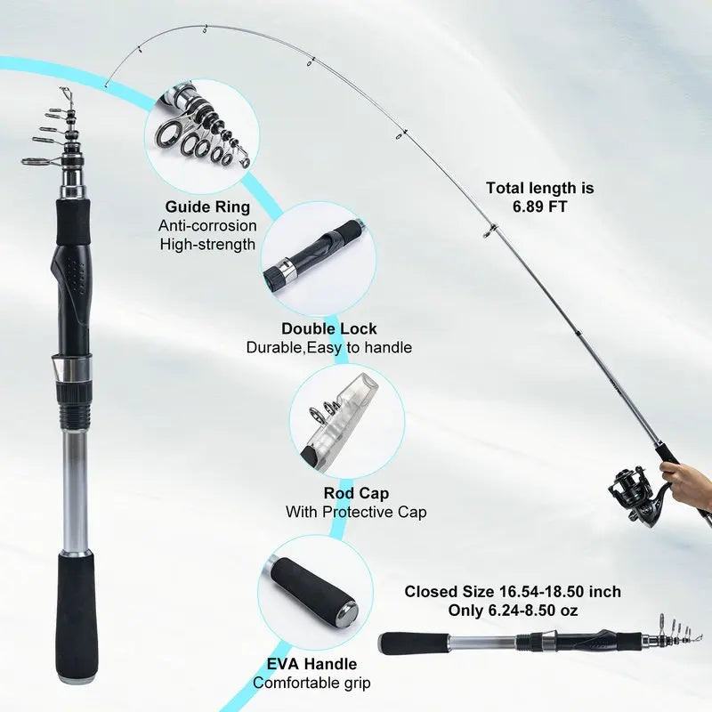 Goture 2.1M 2.4M 2.7M Portable Telescopic Spinning Fishing Rod Carbon Fiber Fishing Rod Tackle Sea Rod Fishing Tackle Pesca