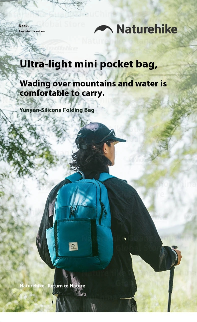 Naturehike 25L/30L Folding Backpack 30D Nylon Silicone Waterproof PU2000+ Outdoor Travel Climbing Hiking Ultralight Shoulder Bag