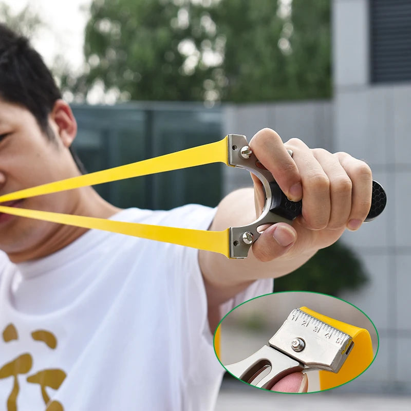 Zinc Alloy Black Embossed Anti-slip Slingshot Professional Sling Shooting High-precision Slingshot Scale Aiming With Rubber Band