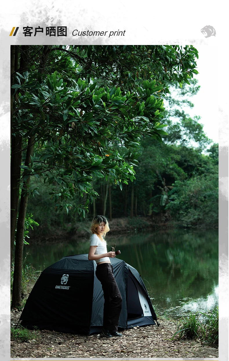 OneTigris STELLA Camping Tent Black Tigris Series Backpacking Shelter Easy Setup Instant 2-Person 4-Season Tent For Hiking