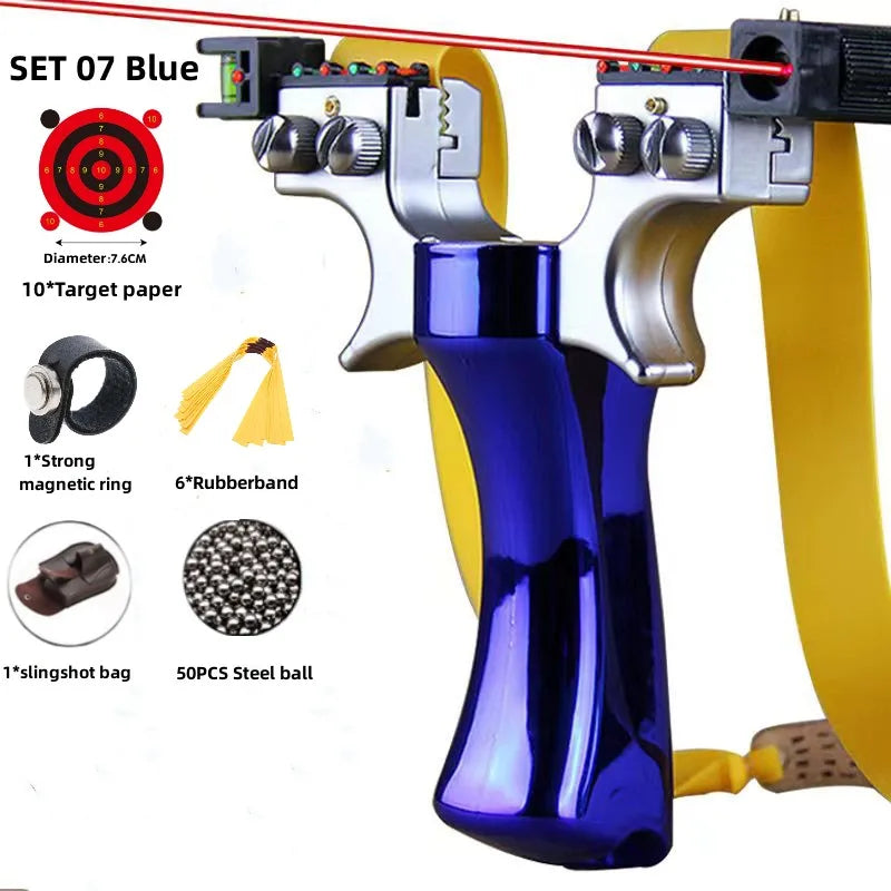 Powerful New Laser Slingshot Upgrade Outdoor Shooting Catapult Double Screw Quick Pressure Rubber Band Toy Hunting Tools Outdoor