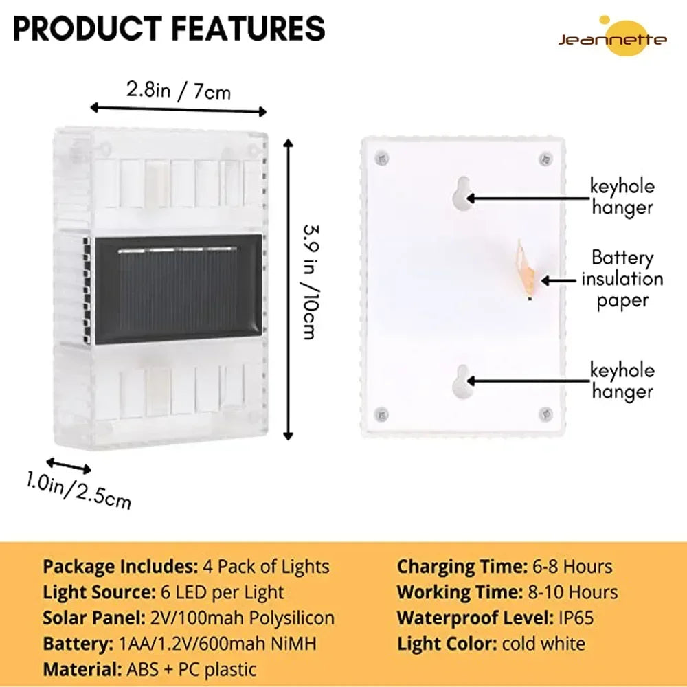 Solar 6LED Outdoor Light Solar Lighting Sensor Lamp Streetlights Exterior Garden Decoration Garland Waterproof Solar Wall Light