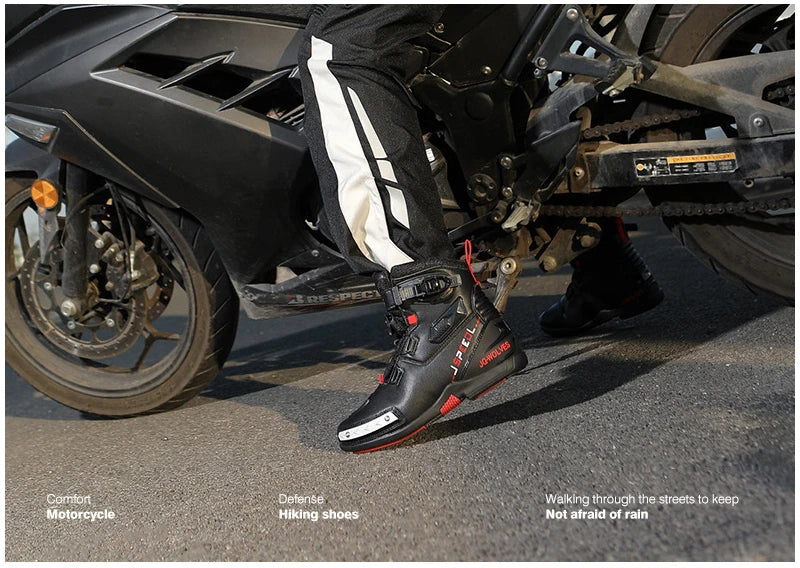 2024 New Motorcycle Boots Man Leather Motos Riders Protective Boots Waterproof Non-slip Motocross Mountain Racing Shoes