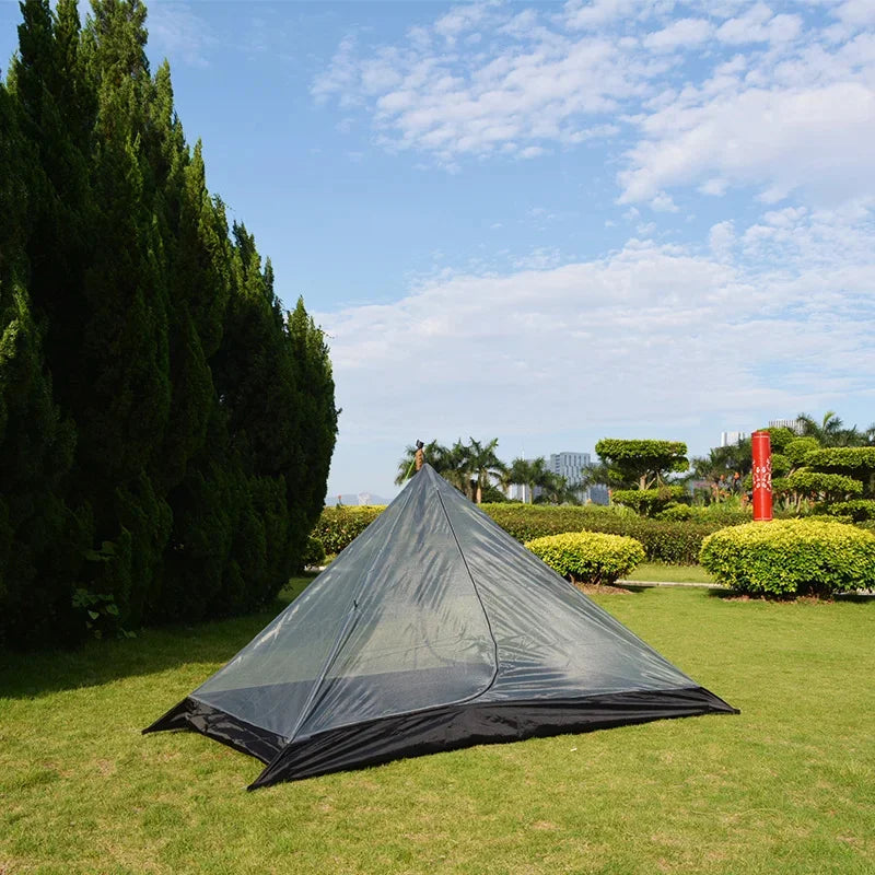 1 Person Ultralight Hiking Camping Tents Backpacking Pyramid Tent Portable Dual Layer Rainproof Rodless Pyramid 4 Season Tent
