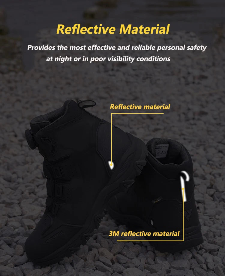 FEHER Motorcycle Boots BOA System CE Level 2 Foot Protection Hiking Shoes Waterproof All Season for Rider and Wilderness Climber