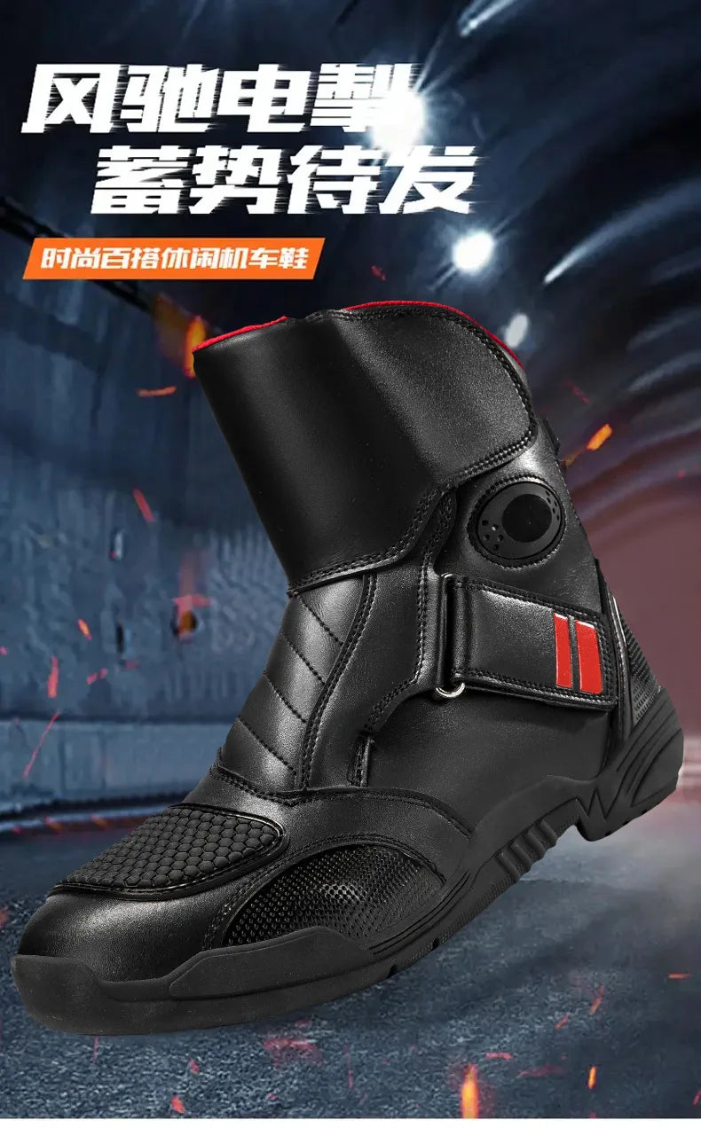 Motorcycle Boots Waterproof Leather Motorbike Protective Boots Motocross Riders Gear Men Women Moto Cycling Shoes Non-slip