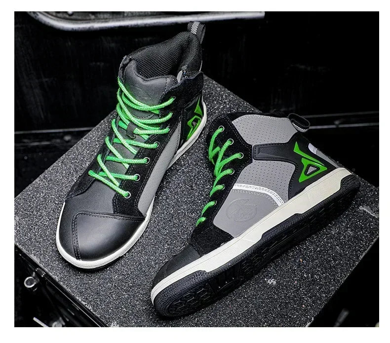 Men's Red Casual Motorcycle Boots – Summer Off-Road Riding Shoes, Motocross Style – Compatible with BMW & Honda Motorbikes