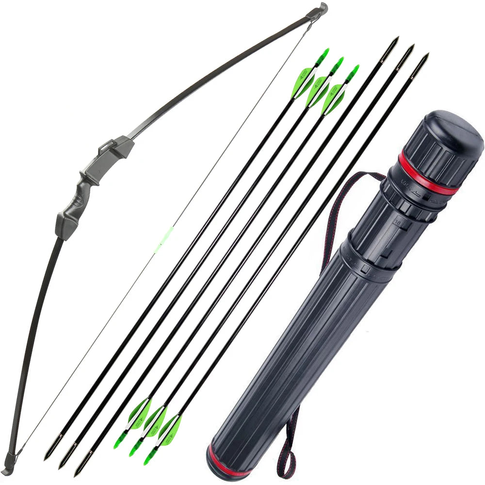 Archery Recurve Takedown Bow and Arrow Set 15-20lbs for Youth Adult Practice Wooden Straight Bow Longbow Kit Kids Toy
