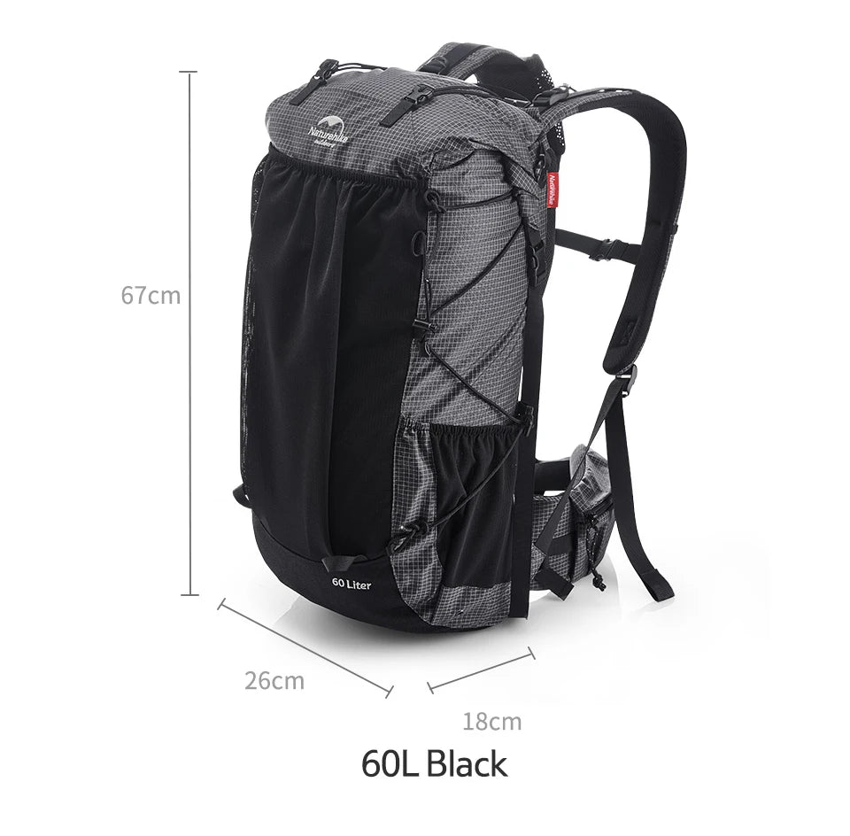 Naturehike Climbing Backpack 60+5L Camping Backpack Travel Bag Large Capacity Military Mountaineering Backpack With Rain Cover