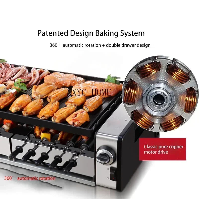 SYK-10 Electric Griddle BBQ Grill smokeless electric oven BBQ electric grill barbecue grill Automatic Rotary Kebab Machine