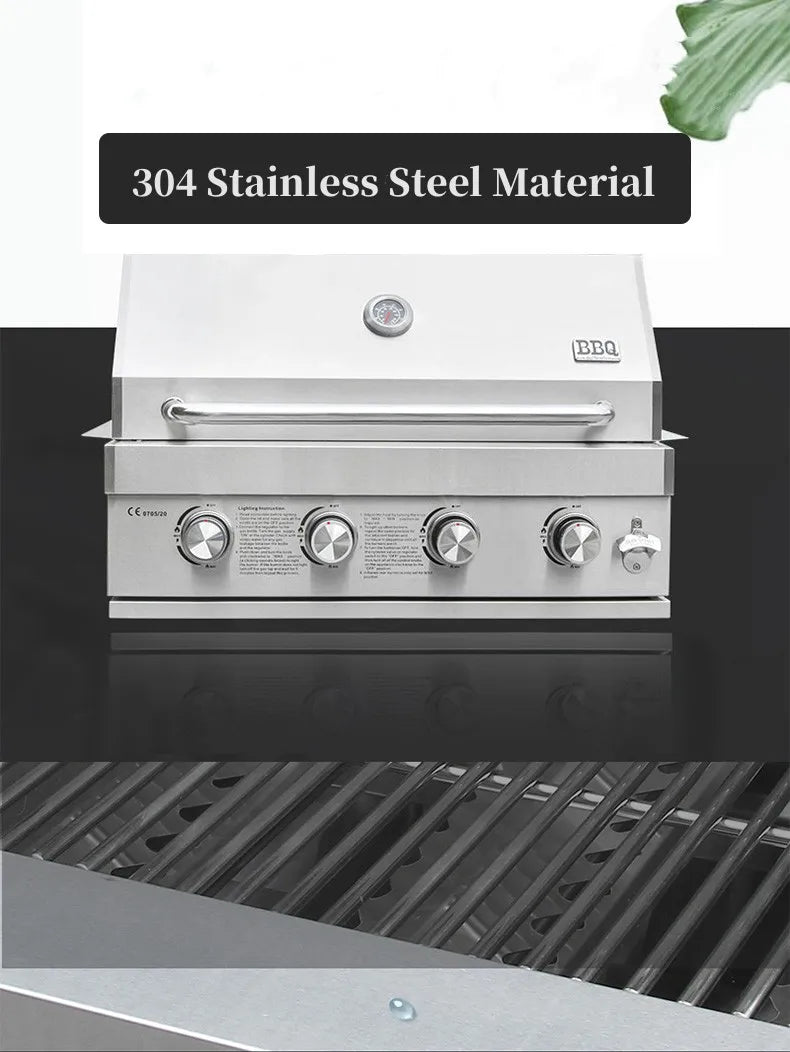 304 stainless steel embedded barbecue stove courtyard gas barbecue grill charcoal gas dual-purpose stewing stove BBQ