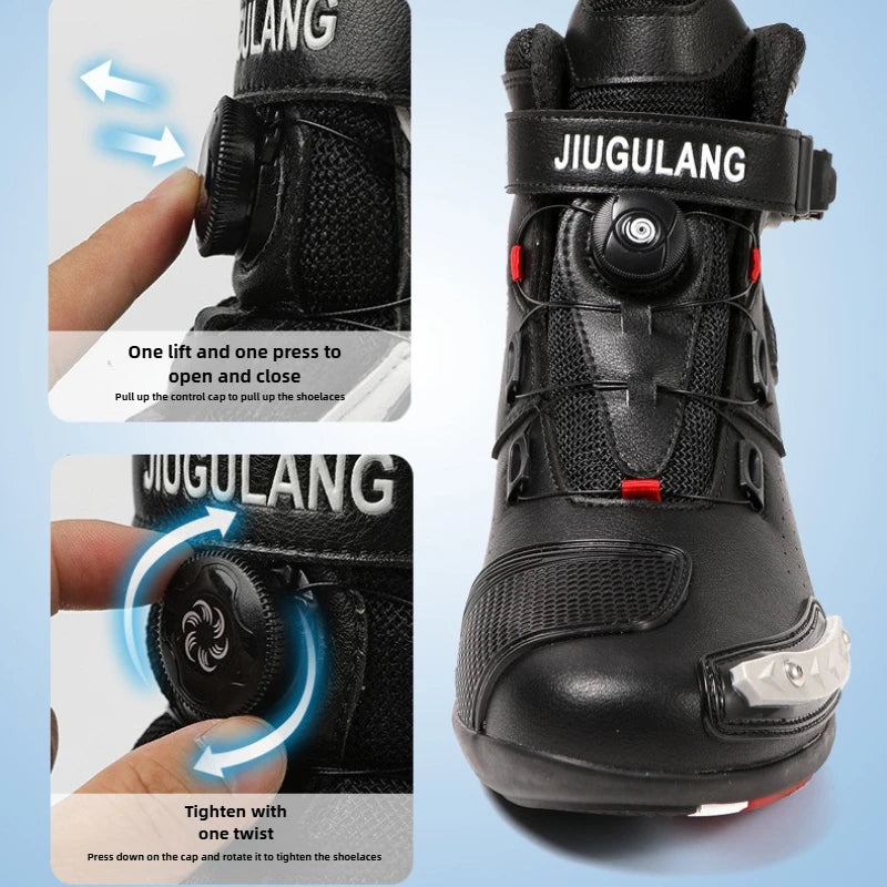 Motorcycle Boots Man Leather Motos Riders Protective Motocross Boots Waterproof Non-slip Motocross Mountain Racing Shoes