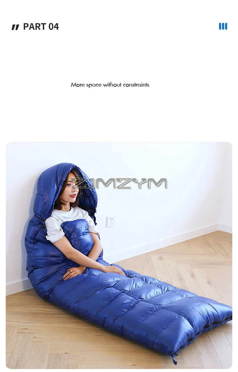 Down Mummy Sleeping Bag for Backpacking, Camping, Waterproof Portable Sleeping Bag, Zip Together for 2 Person Sleeping Bag