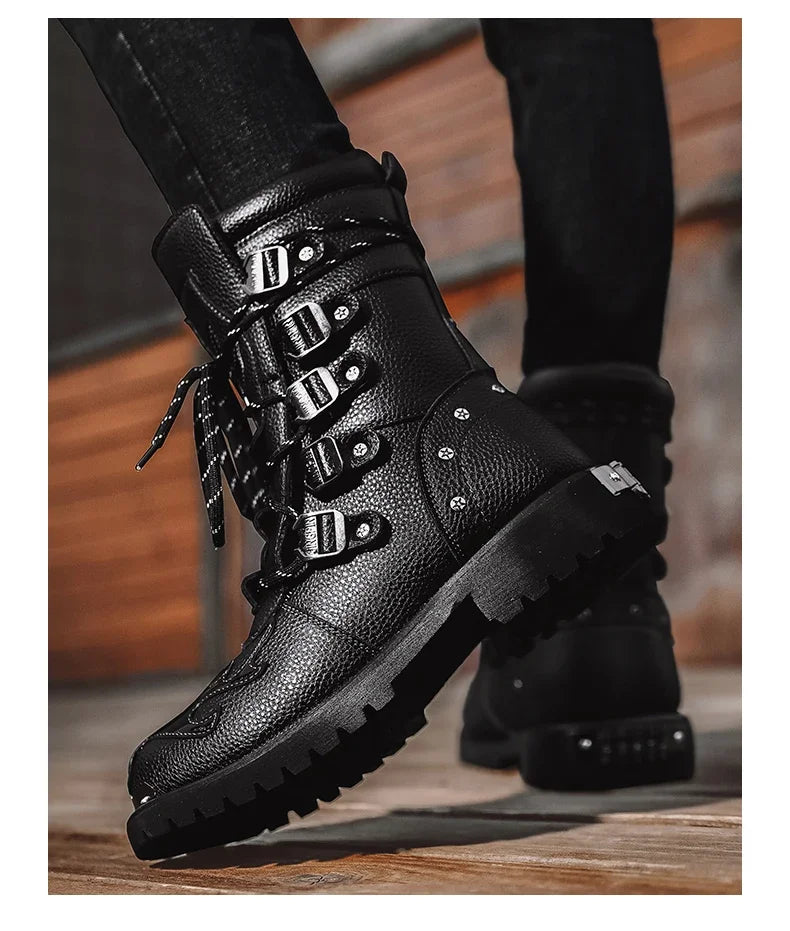 Motorcycle boots four season new men's outdoor fashion plus size high top Cycling shoes comfort anti-collision protective boots