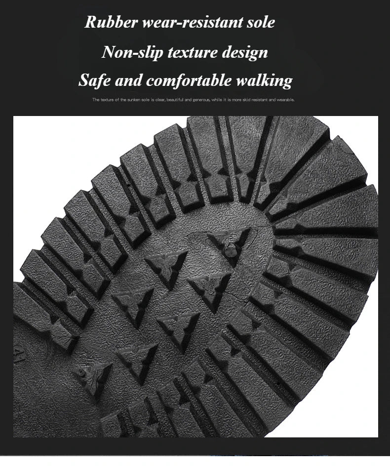 Black Leather Boots for Men High Top Platform Lace Up Light Fashion Motorcycle Boots British Style Men's Waterproof Casual Boots