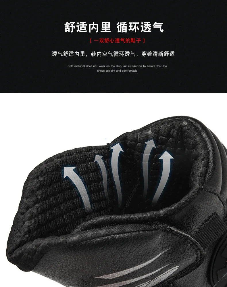 37-48 Motorcycle Boots Non-Slip Studded Boots Leather Enduro Motorcycle Boots Men's Biker Boot Four Seasons Riding Racing Shoes