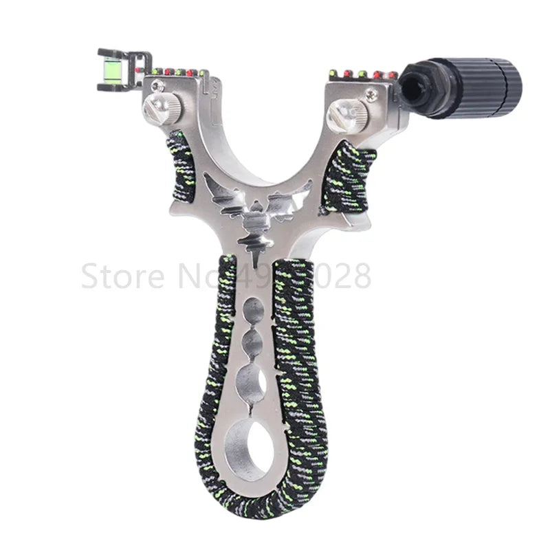 Red Laser Shooting Stainless Steel Slingshot With Flat Rubber Band Catapult Outdoor Sports Hunting Slingshot Accessories