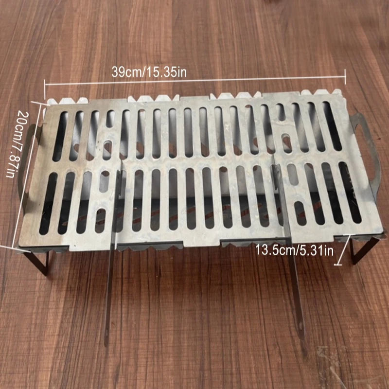 Outdoor Camping Folding Barbecue Stainless Steel Portable Charcoal Barbecue Grill Outdoor Camping Tools Durable with Handles
