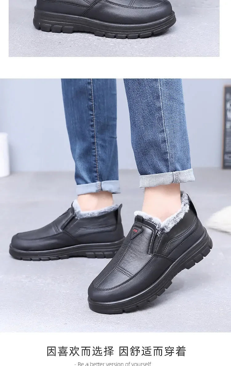 Winter Men's Boots New Plush Warm Waterproof Non Slip Cotton Boots Comfortable Outdoor Cold Proof Ankle Boots Botas Para Hombre