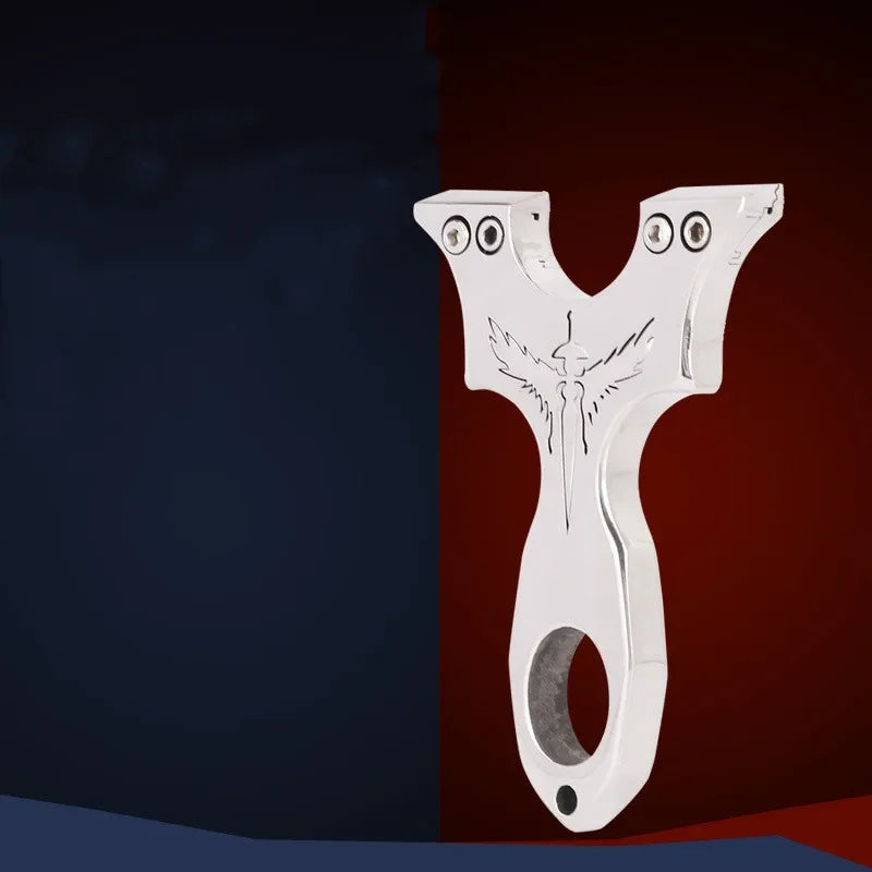 New Stainless Steel CNC Wire-cut Slingshot Exquisitely Carved Patterns High-quality Shooting Catapult Set with Rubber Band